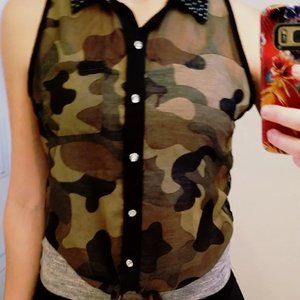 Sheer Camo Lace Vest